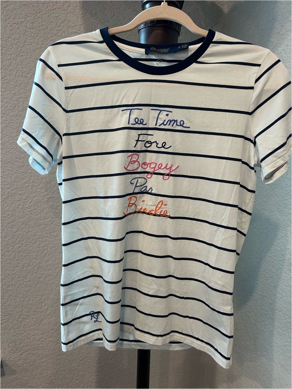 Polo Golf Ralph Lauren Tee Time Striped Embroidered T-Shirt Medium